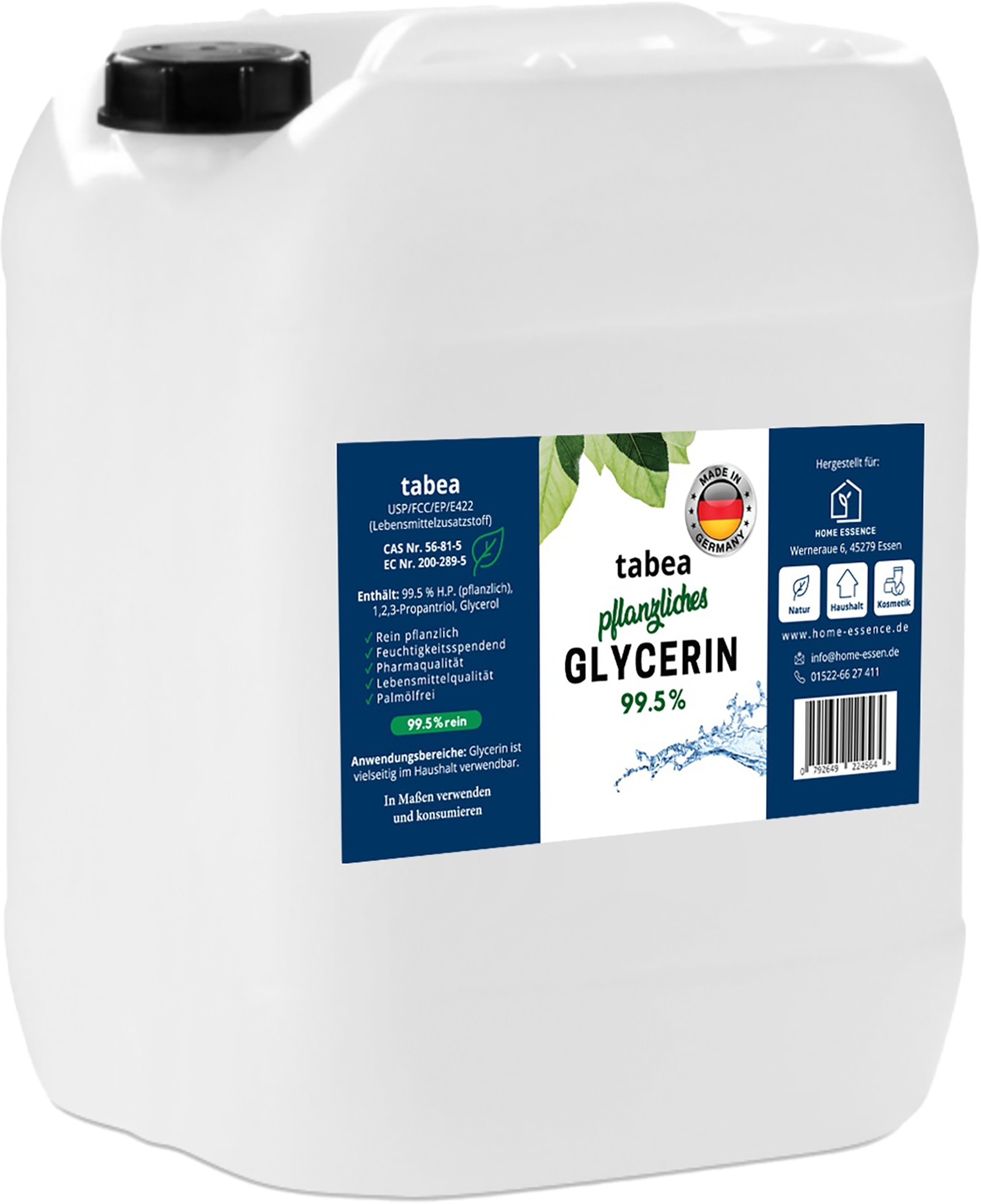 10 Liter Glycerin | Pharmaqualität | vegan | palmölfrei | Lebensmittelqualität (E422) | tabea | Ph. Eur | Glycerol | Glyzerin